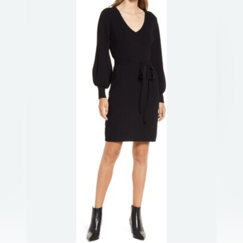 SAM EDELMAN Balloon Long Sleeve Knit Dress • Black • SIZE XS (can fit XS and S)